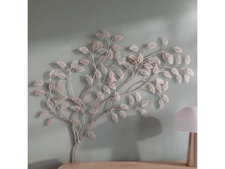 Vergoldeter Stahlzweig als Wanddekoration, 110 x 65 cm