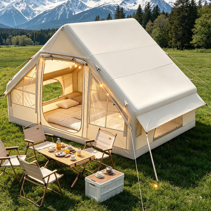 Gaonala Inflatable Family Camping and Glamping Tent with Pump Off‑white / Standard 2-4 Person