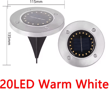 Inspire Picks LED Solar Ground Lights Waterproof Buried Solar Disk Lights For Garden & Pathway 20led warm White 8pcs