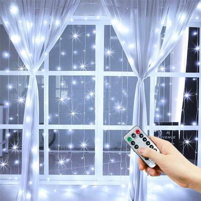 Multicon Wholesale Hub USB LED Silver Wire Curtain Lights, Warm White, Christmas Party Decor, Wedding Garland, Home Decoration white 200leds