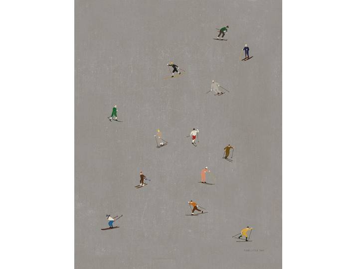 Fine Little Day Skiers poster 40x50 cm Grijs