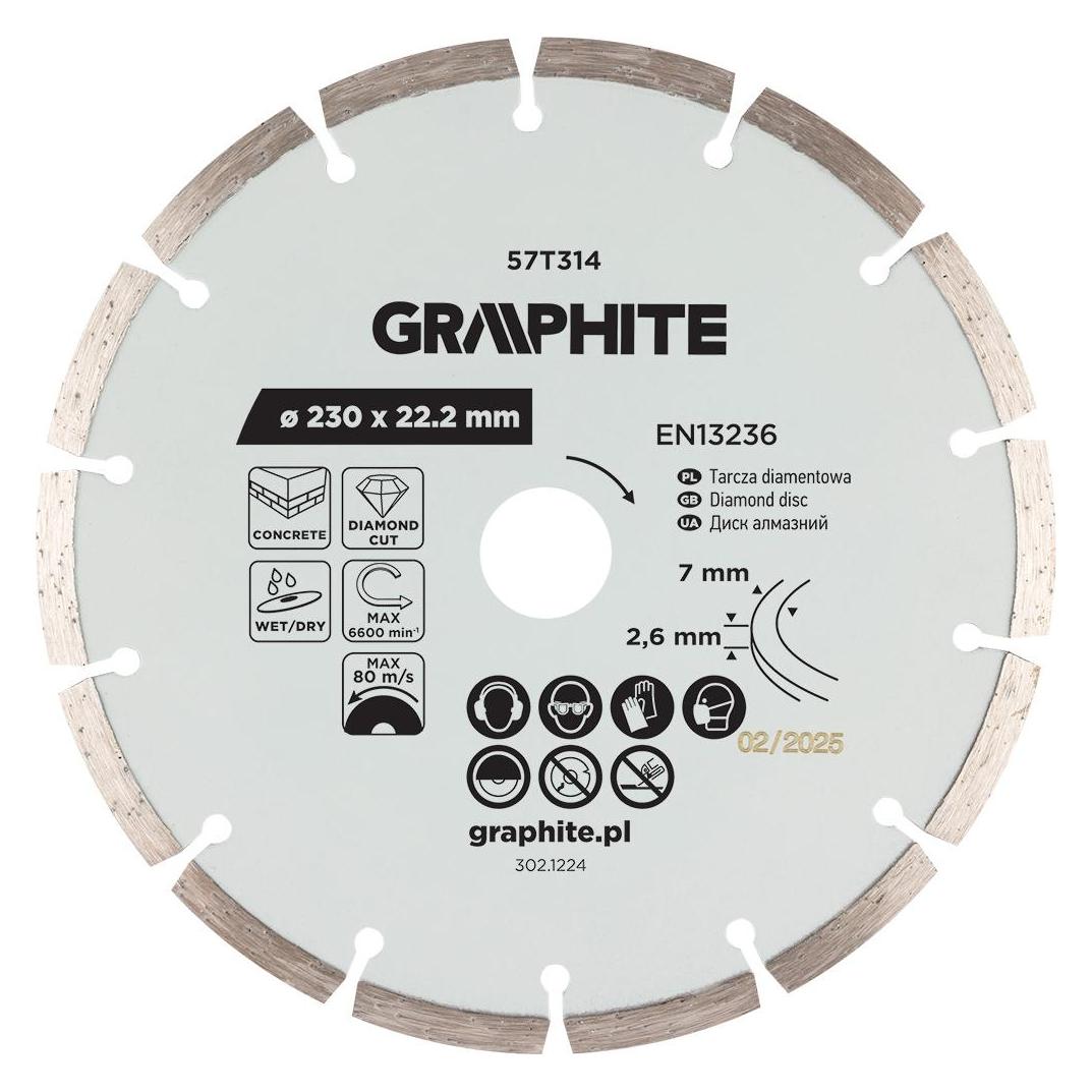Graphite Segmentierte Diamanttrennscheibe, 230 x 22,2 mm, trocken und nass (59588881)