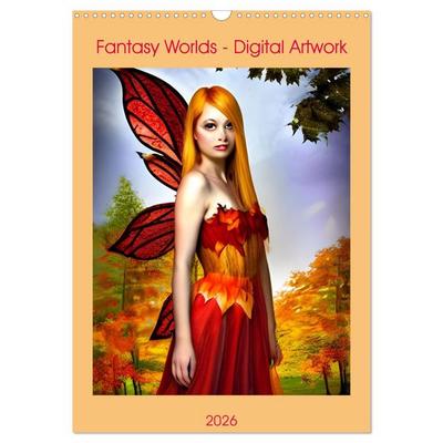Fantasy Worlds - Digital Artwork (Wall Calendar 2026 DIN A3 portrait), CALVENDO 12 Month Wall Calendar