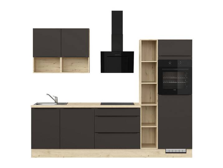 Impuls Küchenleerblock IP 1200, Braun, 3 Schublade(n) Schubladen, nur wie online abgebildet bestellbar, 280 cm, RAL Testat, Pefc, Goldenes M, Made in Germany, seitenverkehrt erhältlich, höhenverstellbare Füße, vormontierter Korpus, Küchen, Küchenzeilen & Küchenblöcke, Küchenzeilen ohne Geräte