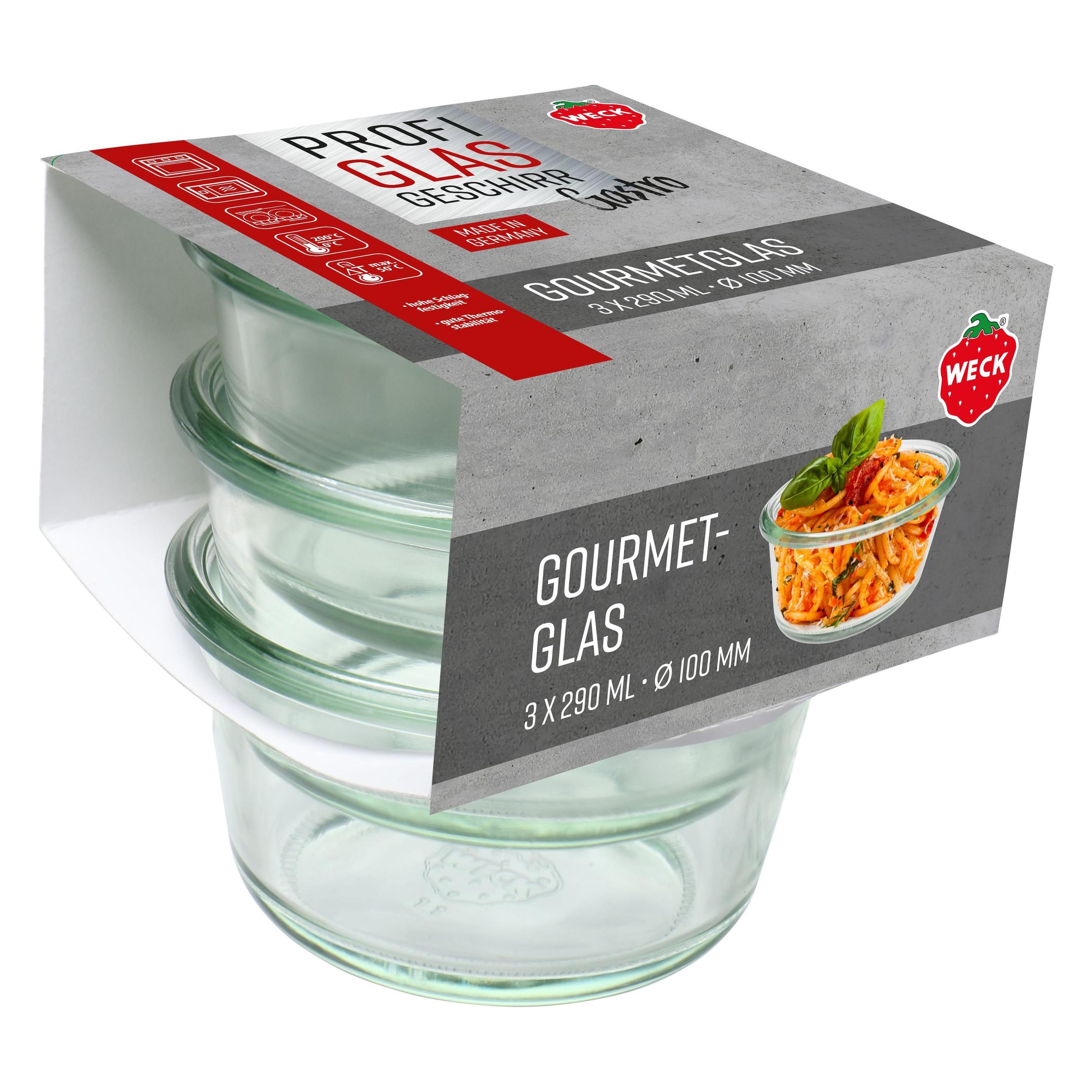 Weck Gourmetgläser Gastropack ohne Deckel 3x290ml ø 10 cm (3 Stk., 0.29 l) (76124-134970.0290)
