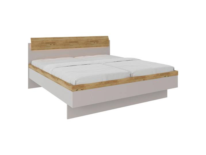 Xora Bett, Eichefarben, Hellgrau, Holzwerkstoff, Eiche, massiv, 180x200 cm, Beleuchtung, In verschiedenen Grössen erhältlich, Schlafzimmer, Bett, Doppelbetten