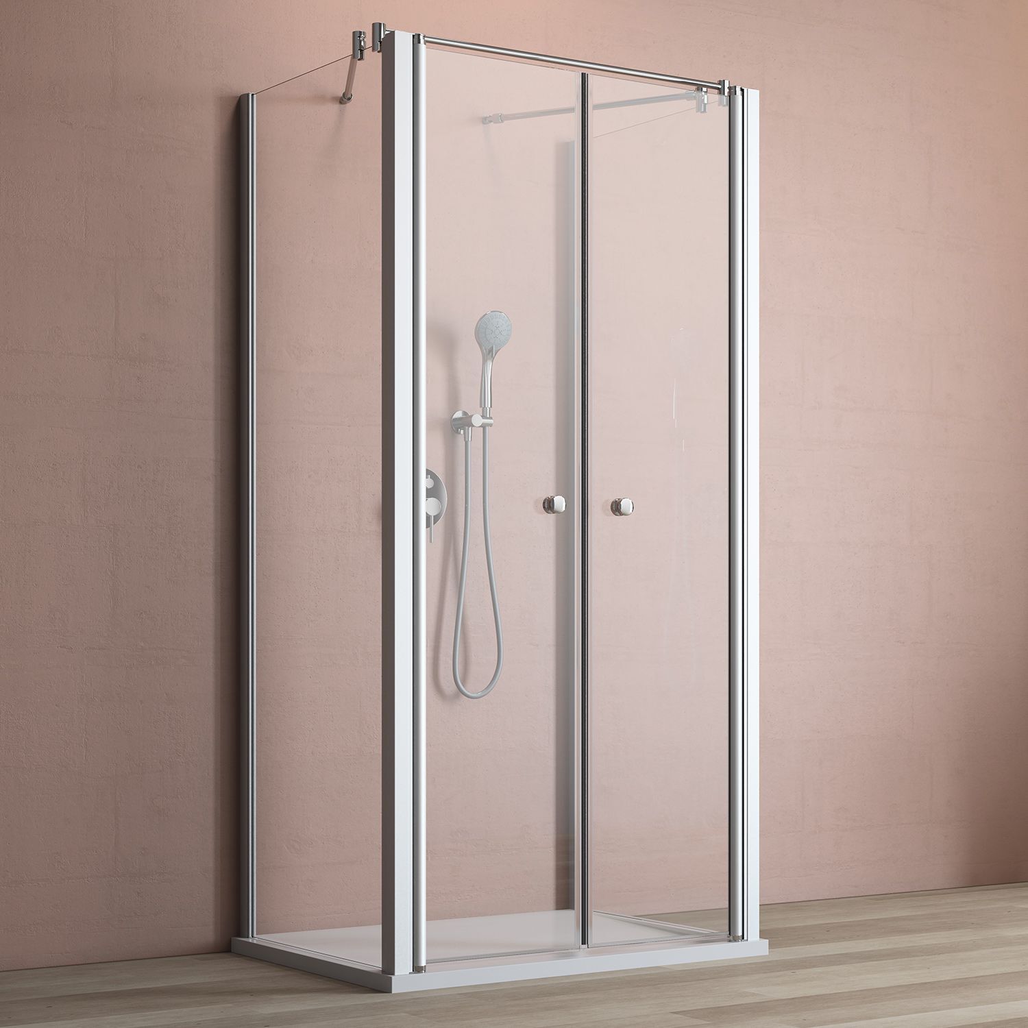 GEO maw flex U-Kabine mit Doppelpendeltür, 80 x 80 x 80 cm