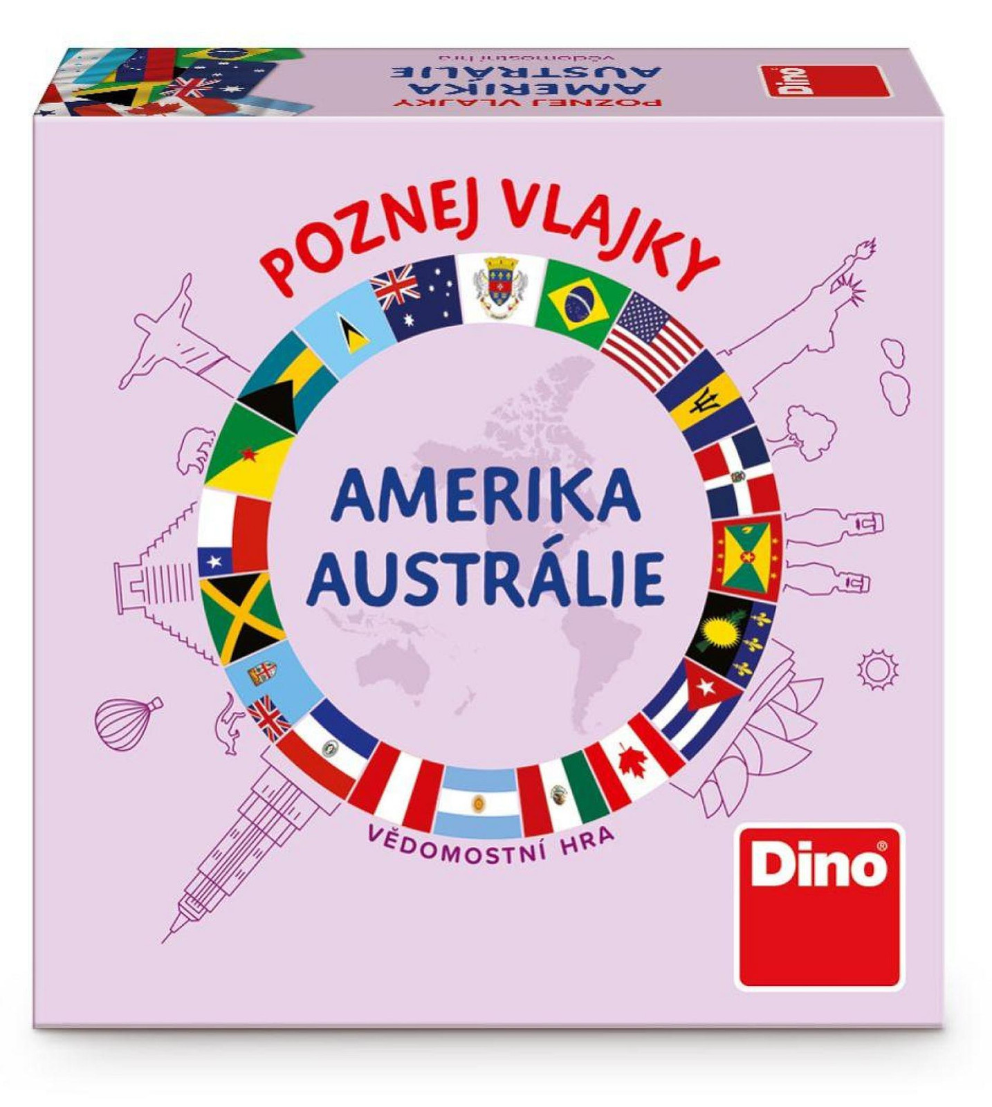 Dino Bikes Reisspel Leer de vlaggen van Amerika en Australië kennen B/D/H: 13 x 13 x 4 cm