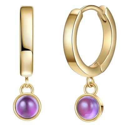 Paar Creolen GLANZSTÜCKE MÜNCHEN "Set: GSM770", lila (gelbgold, lila), Ohrringe, Damen, 16,6,mit Steinen, Glas, aus Sterling Silber