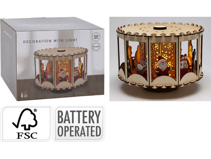 Koopman LED Tafellamp Carousel - 20 cm, Natuurlijk