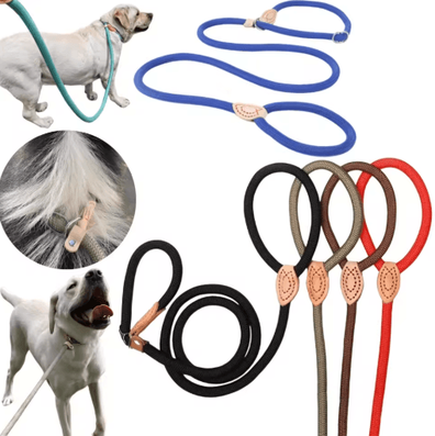 Inspire Picks Heavy Duty Braided Rope Dog Leash With Adjustable Slip Collar 1.5M 1.8M Training Lead lake Blue 1.0cm 180cm