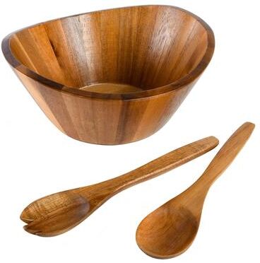 Gibson Home Sherwood Salad Bowl With Matching Serving Spoon & Fork