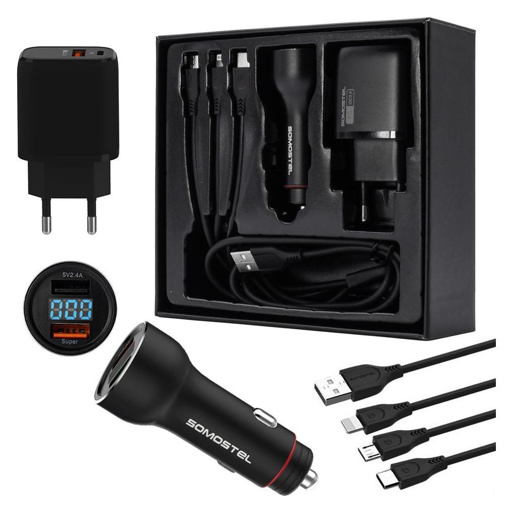 Somostel KFZ-LADEGERÄT-SET + 3-IN-1-KABEL (34247)