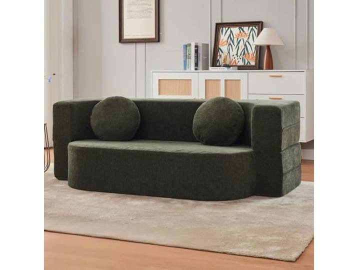 Faltbare Kompressionsofa CAMA, modulare Couch, gewebter Stoff, Schnittouchs für Wohnzimmer, kleine Sofas für kleine Räume, Love Seat Sleeper Bett - Kompressionsofa in Kasten green 200cm/78.7in