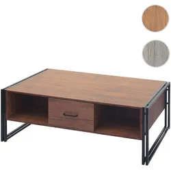 Couchtisch HWC-A27b, Beistelltisch Wohnzimmertisch, 3D-Struktur, 45x110x60cm MVG-zertifiziert, Metall ~ Wildeiche-Optik