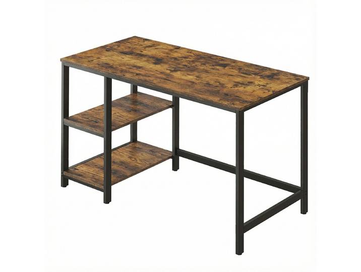 Ochama Bureau de travail, Bureau informatique, 120 x 60 x 76 cm, Table industrielle pour étude, Marron et noir