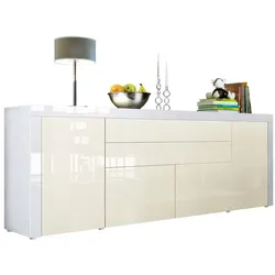 SIDEBOARD La Paz Creme Hochglanz / Weiß Hochglanz