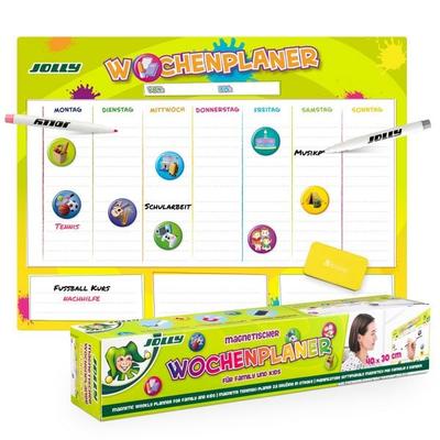 JOLLY Wochenplaner Set: Magnettafel, 2x Marker, Radierer & 9x Magneticons