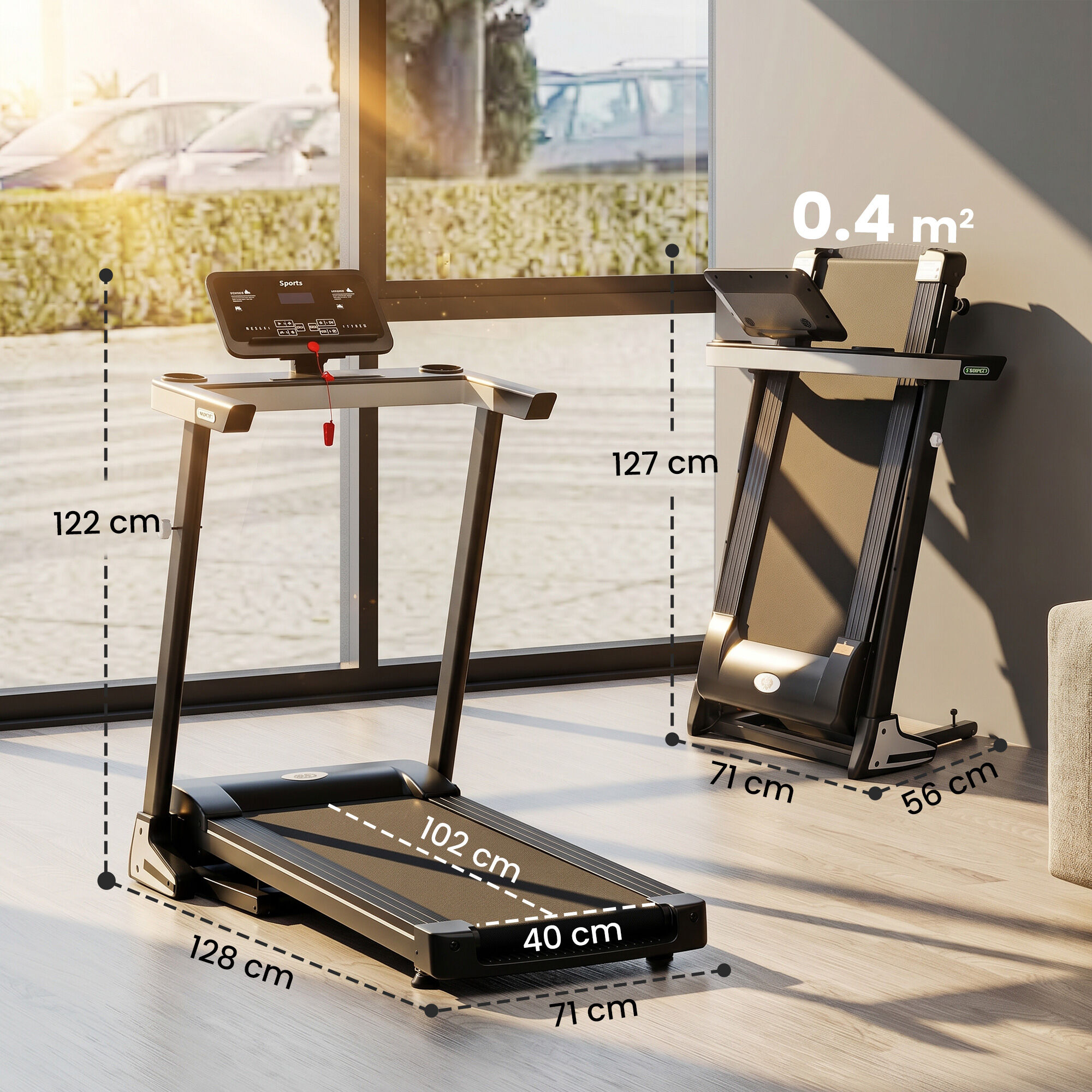 Altro Tapis Roulant Elettrico Pieghevole 1-12km/h, Tapis Roulant Salvaspazio Con 12 Programmi Preimpostati, Display Lcd E Supporto Per Tablet, Per Camminat