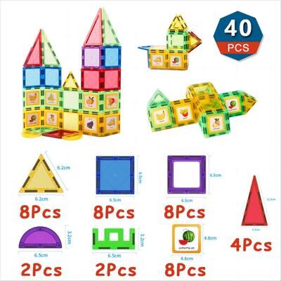 Combo Retail Shop Magnetic Building Blocks Set, Montessori Construction Toys For Boys & Girls, Puzzle Tiles, Magnetic Sheet Set For Kid 6.5cm 40pcs