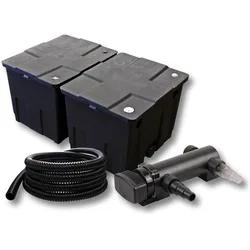 SunSun, Brunnen + Gartenteich, 2-Kammer Filter Set 60000l mit 18W UV 3er Serie Teich Klärer 5m Schlauch