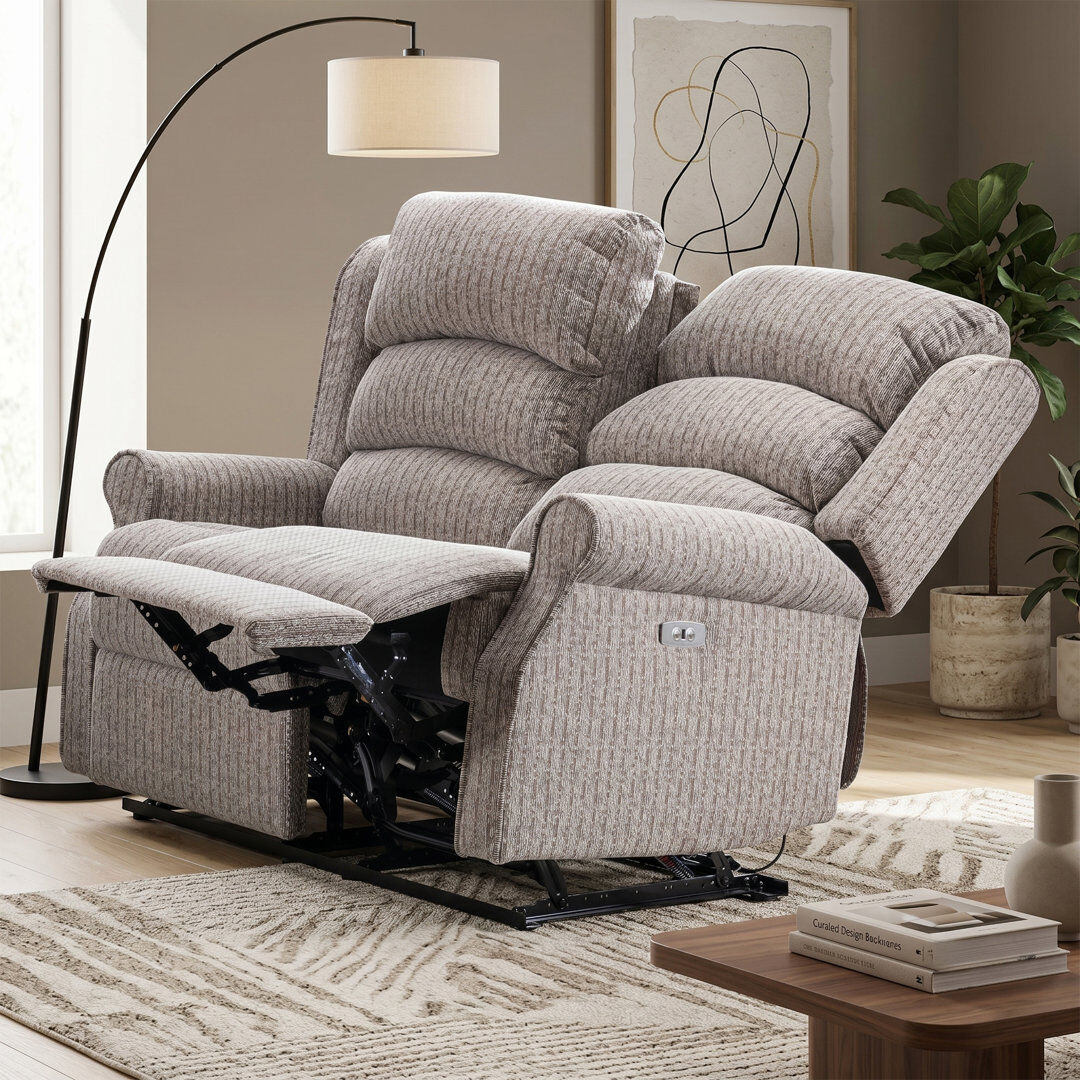 ClassicLiving Lainey 2 Seater Polyester Manual Reclining Loveseat Natural Polyester Blend 106cm H X 132cm W X 90cm D