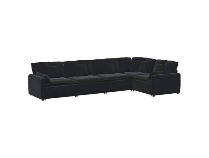 Makastle Modulares Sofa Couch mit Kissen Samt Schwarz