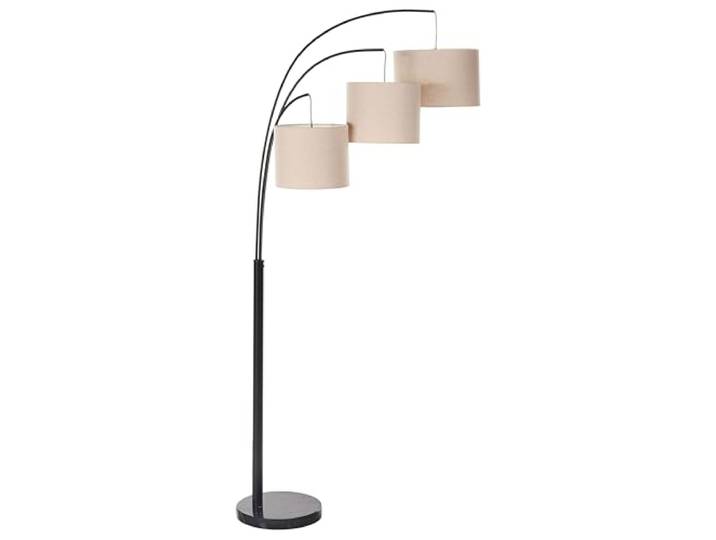 Beliani Stehlampe Metall beige mit Stoffschirmen 3-flammig Marmorfuß 178 cm hoch Caroni