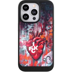 Nivocase Hülle für Apple iPhone 14 Pro Handyhülle NIVOcore Case Schwarz 1. FC Kaiserslautern 1. FCK Herz (Apple iPhone 14 Pro), Smartphone Hülle, Schwarz