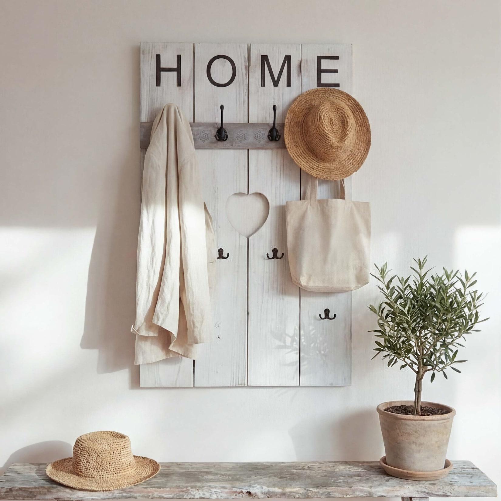 Wandgarderobe MCW-C89 Home, Garderobenpaneel Garderobe, Shabby-Look Vintage, 8 Haken 91x60cm ~ weiß, shabby