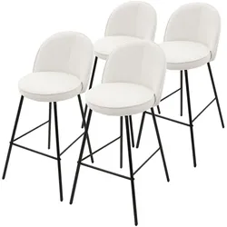 BARHOCKER 4er Set Beige mit Stoffbezug