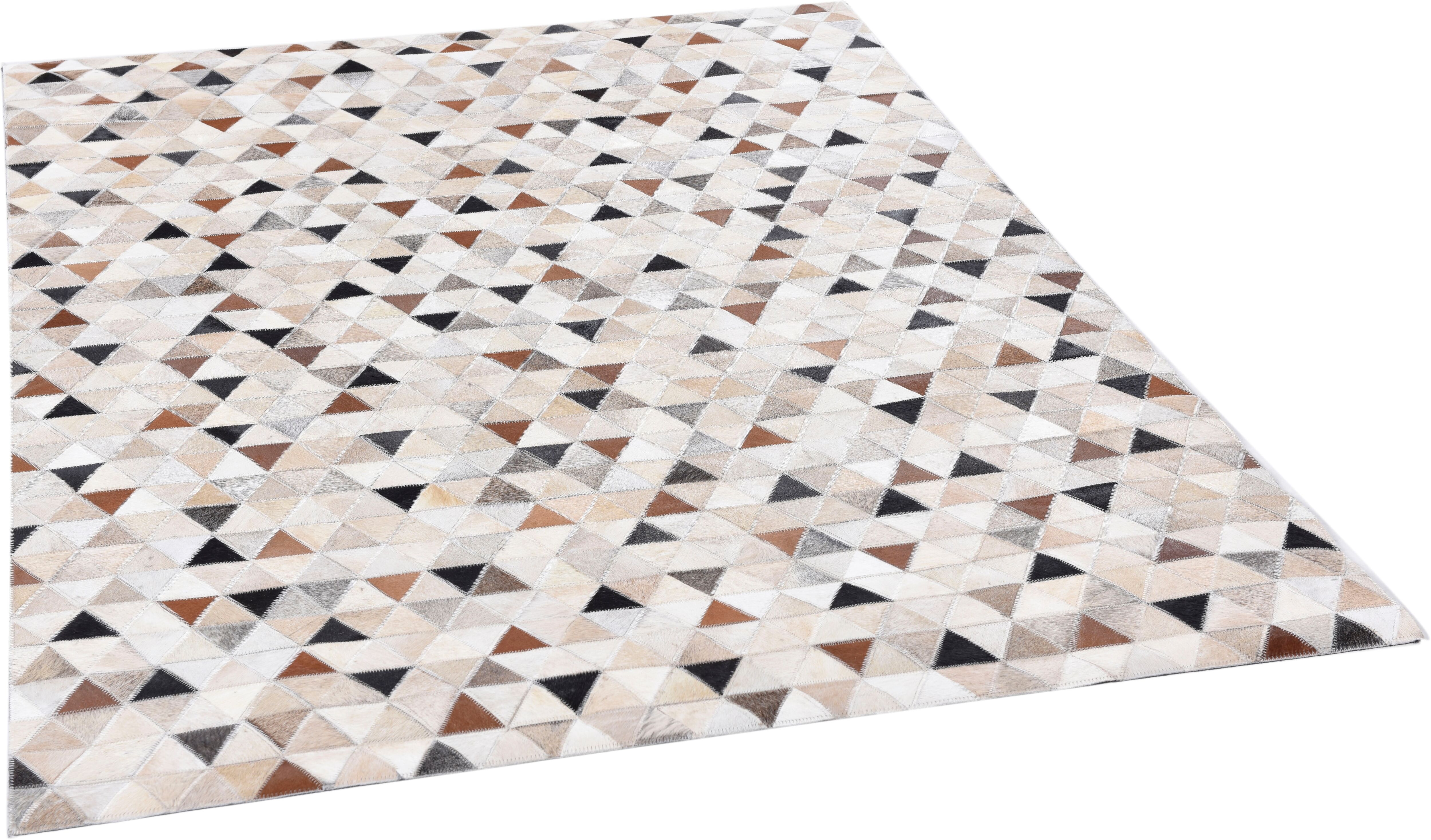 Fellteppich THEKO "Kobe" Gr. 6, bunt (multi), B:190cm H:3mm L:290cm, Kuhfell, Leder, Teppiche, Fellteppich, Patchwork, handgenäht, echtes Rinderfell in Naturtönen