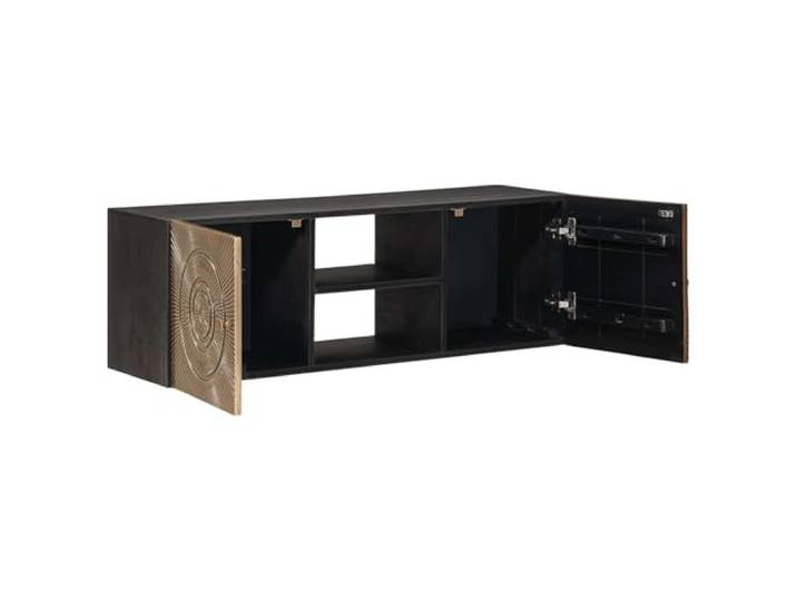 TV-Schrank mit Regal und Speicher Messing 105 x 30 x 35 cm Massives Mango-Holz, Holzwerkstoff, klares Design, zeitlose Eleganz, Medienaufbewahrung, Wohnzimmer