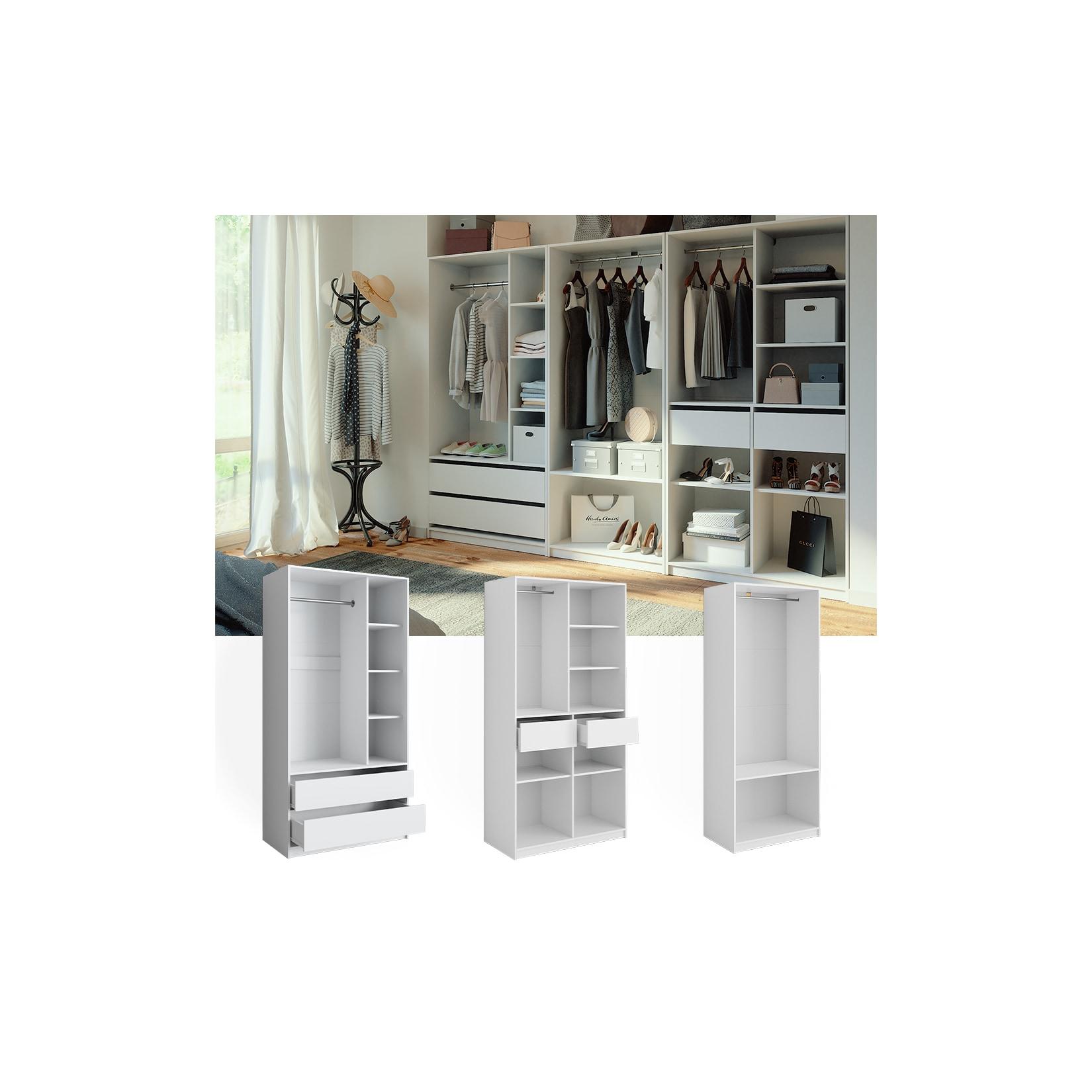 Vicco Kleiderschrank Elmo Weiß 100 x 200 cm Set mit 3 Teile