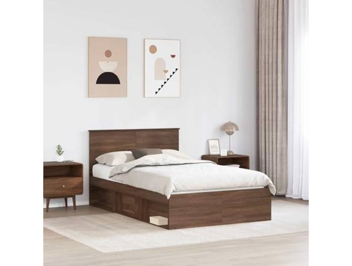 KTHLBRH Doppelbett 120 x 190 cm Eiche Braun Technisches Holz, fester Lattenrost, langlebige Struktur, leicht zu reinigen