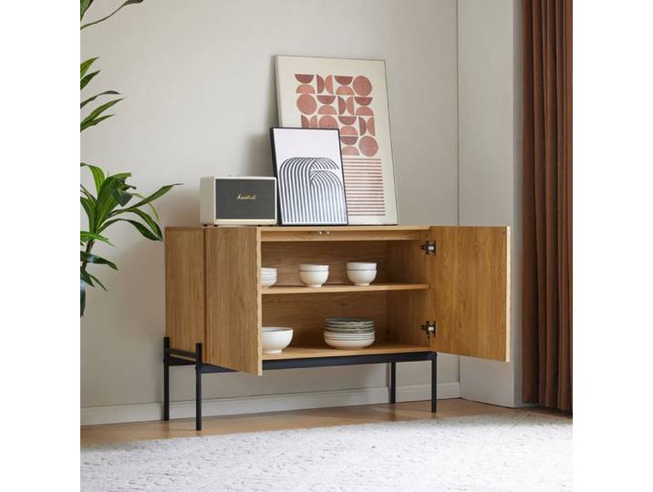 Feuille épaissie Haute qualité nouveau design panneau latéral avec 2 portes et pieds en métal buffet commode Design linéaire di