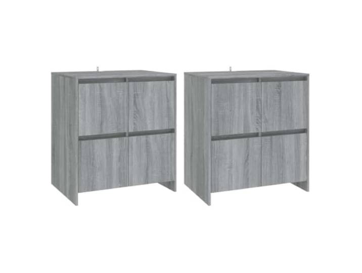 HGFDVCMR 2 STK. Sideboards Grau Sonoma 70x41x75 cm Holzwerkstoff Vielseitiges 2er-Set Beistellschränke mit Türen für Schlafzimmer, Wohnzimmer oder Flur. Pflegeleicht und geräumig.