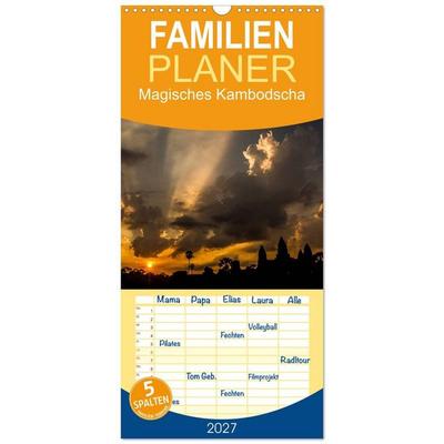 Familienplaner 2027 - Magisches Kambodscha mit 5 Spalten (Wandkalender, 21 x 45 cm) CALVENDO
