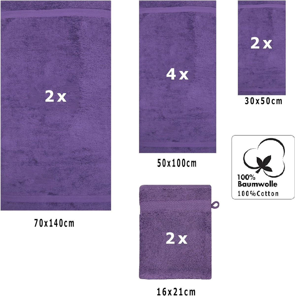 Betz Luxe katoenen handdoekenset van 10 stuks, lilac