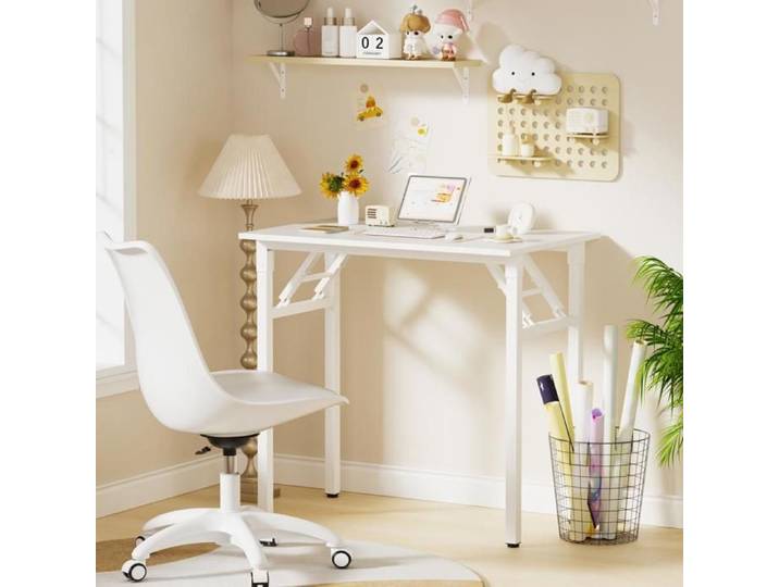 BUREAU PLIABLE POUR LA MAISON - YIYI - BUREAU D'ORDINATEUR - 80 X 50 X 75 CM - BLANC