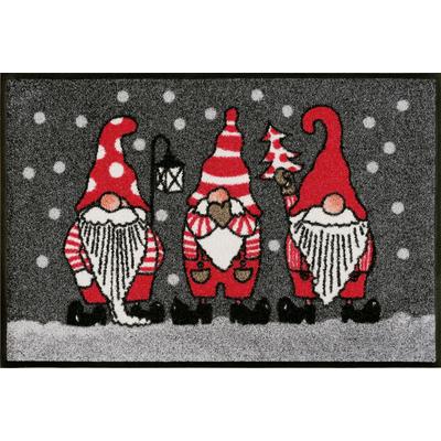 Fußmatte "Winterzwerge" Gr. 60, grau, B:40cm H:7mm L:60cm, Kunstfaser, WASH+DRY BY KLEEN-TEX, Teppiche, Fußmatte, Schmutzfangmatte, rutschhemmend, waschbar