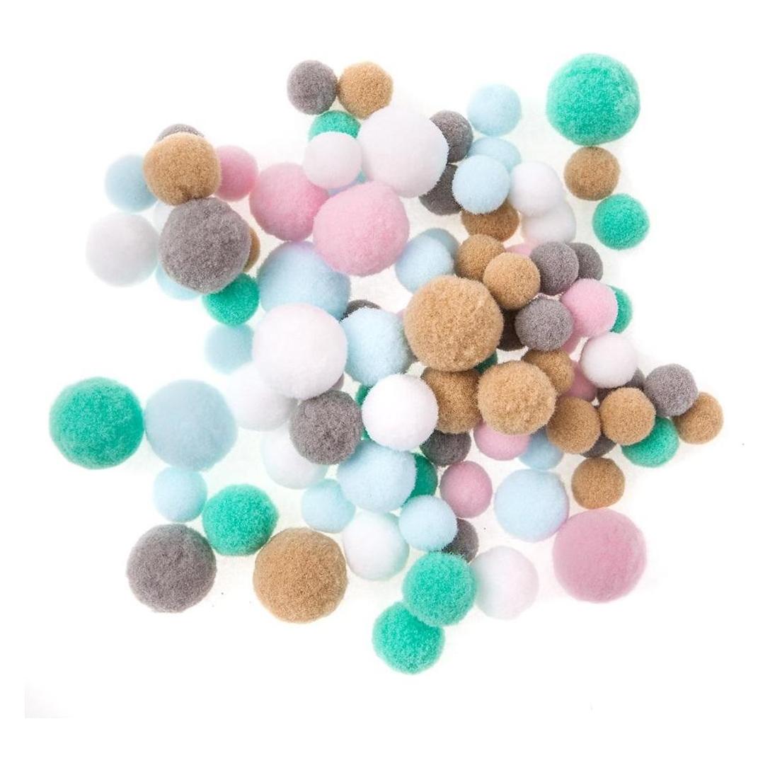 Stnux Plüsch-Pompons frostige Pastelltöne 90 Stück, Mix (48996280)