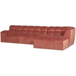 Ecksofa Allure aus Samt, modern und weich, rechts, Blush Rosa, großzügige Sitzfläche
