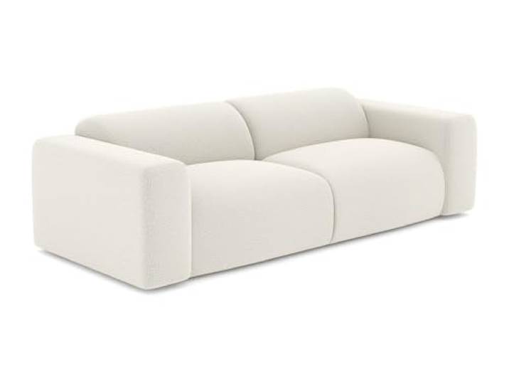 Sofa 4-Sitzer - Bouclé-Stoff - Weiß - POGNI Design-Optik Bezug aus Bouclé-Stoff Breite Armlehnen