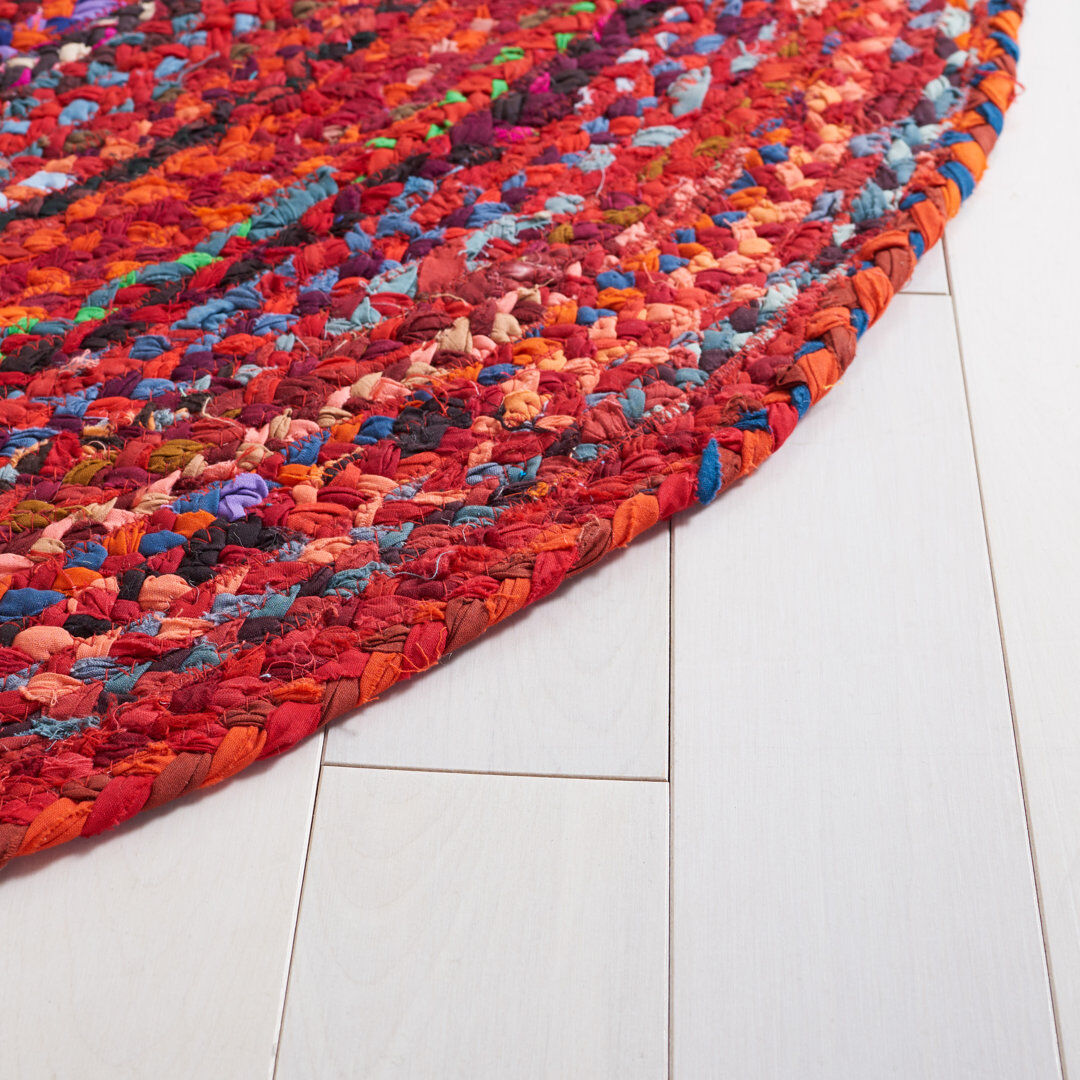 Bloomsbury Market Cotton Hand Woven Area Rug Rust / Multi Oval 122 x 183 cm
