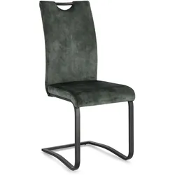 Esszimmerstuhl Kenneth 4er-Set aus Samt, modernes Design, Dunkelgrün, gepolstert, Metallgestell