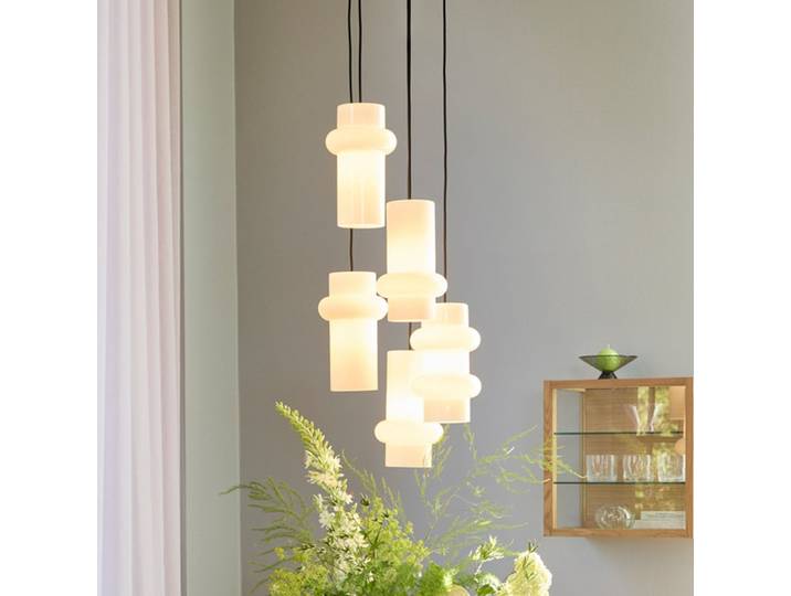 Suspension Pilule Up, blanc brillant, Ø 15 cm - Hübsch - Salon / séjour - Scandinave - Verre - À ampoule unique