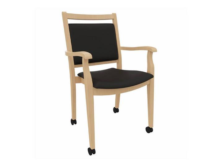 einrichtungsdesign24 Armlehnstuhl André mit Rollen – Ideal für Senioren im Alter und der Pflege, komfortabel, gepolstert, Massivholzgestell, Premium Rollen