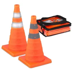 Relaxdays Faltbare Pylonen im 2er Set Orange,Silber