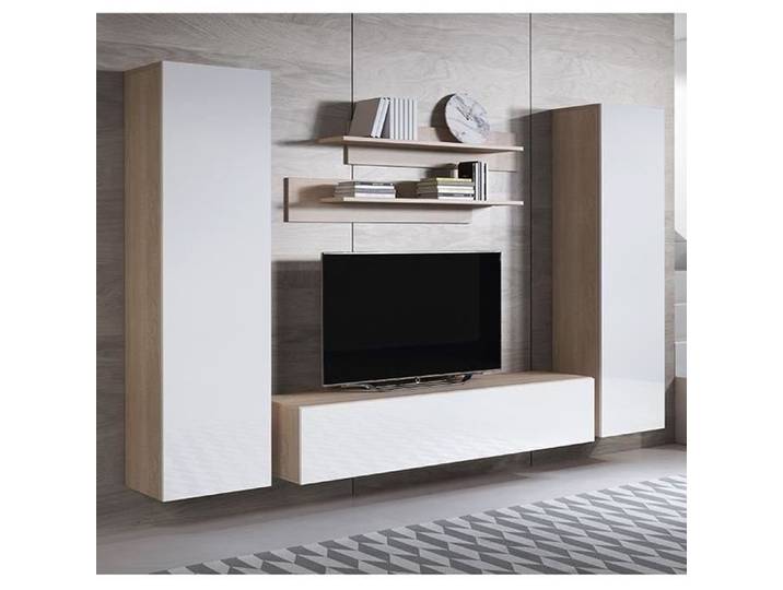 Combinaison de meubles - LUKE 7E - Sonoma et Blanc - Finition brillante et mat push-click